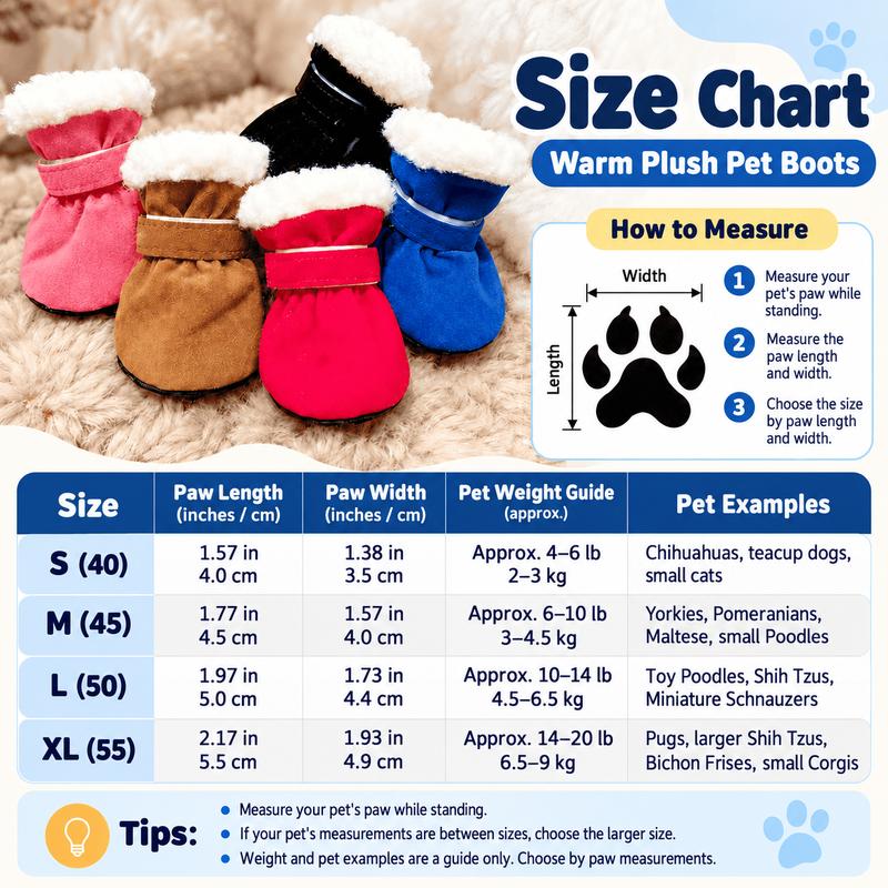 Soft Velvet Puppy Booties, Warm Non-Slip Paw Covers for Small Dogs
