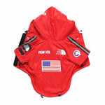 American Flag Trendy Windproof and Rainproof North Dog Coat for Large Dogs, Pet Rain Jacket