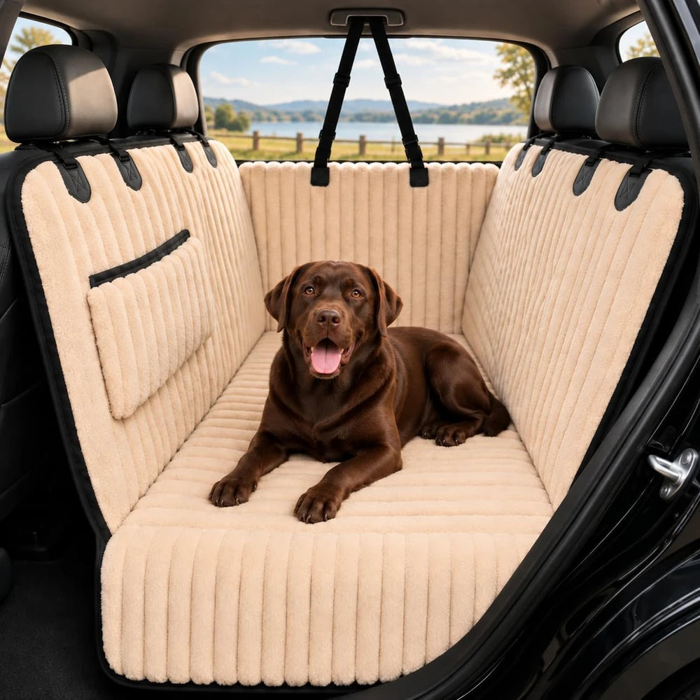 Hard Bottom Dog Car Seat Cover for Back Seat, Waterproof Hammock