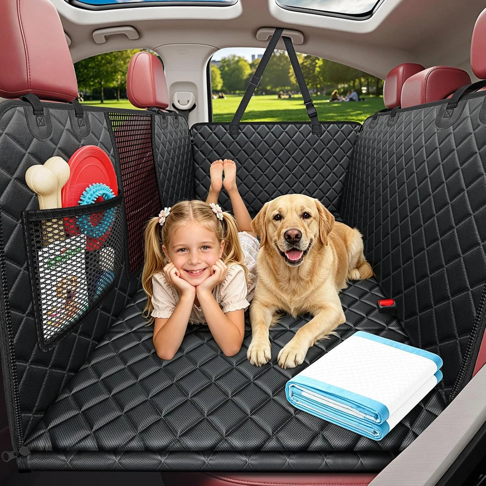 Hard Bottom Dog Car Seat Cover for Back Seat, Waterproof Hammock