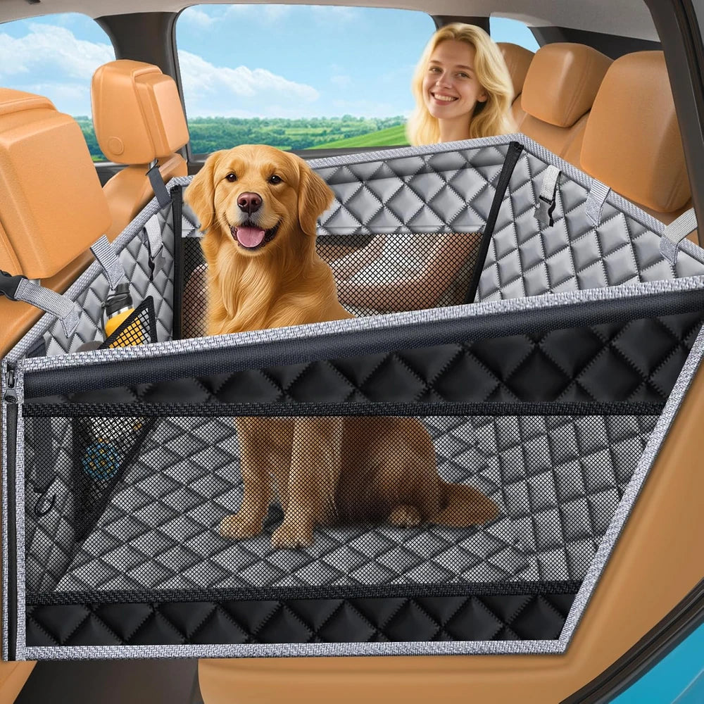 Hard Bottom Dog Car Seat Cover for Back Seat, Waterproof Hammock