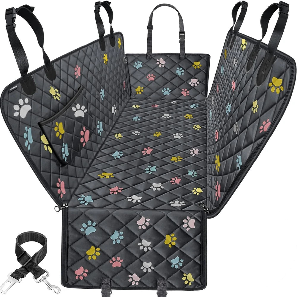 Hard Bottom Dog Car Seat Cover for Back Seat, Waterproof Hammock