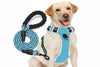 No Pull Dog Harness Adjustable Reflective Oxford Easy Control Medium Large Dog Harness with A Free Heavy Duty 5ft Dog Leash, Turquoise, L
