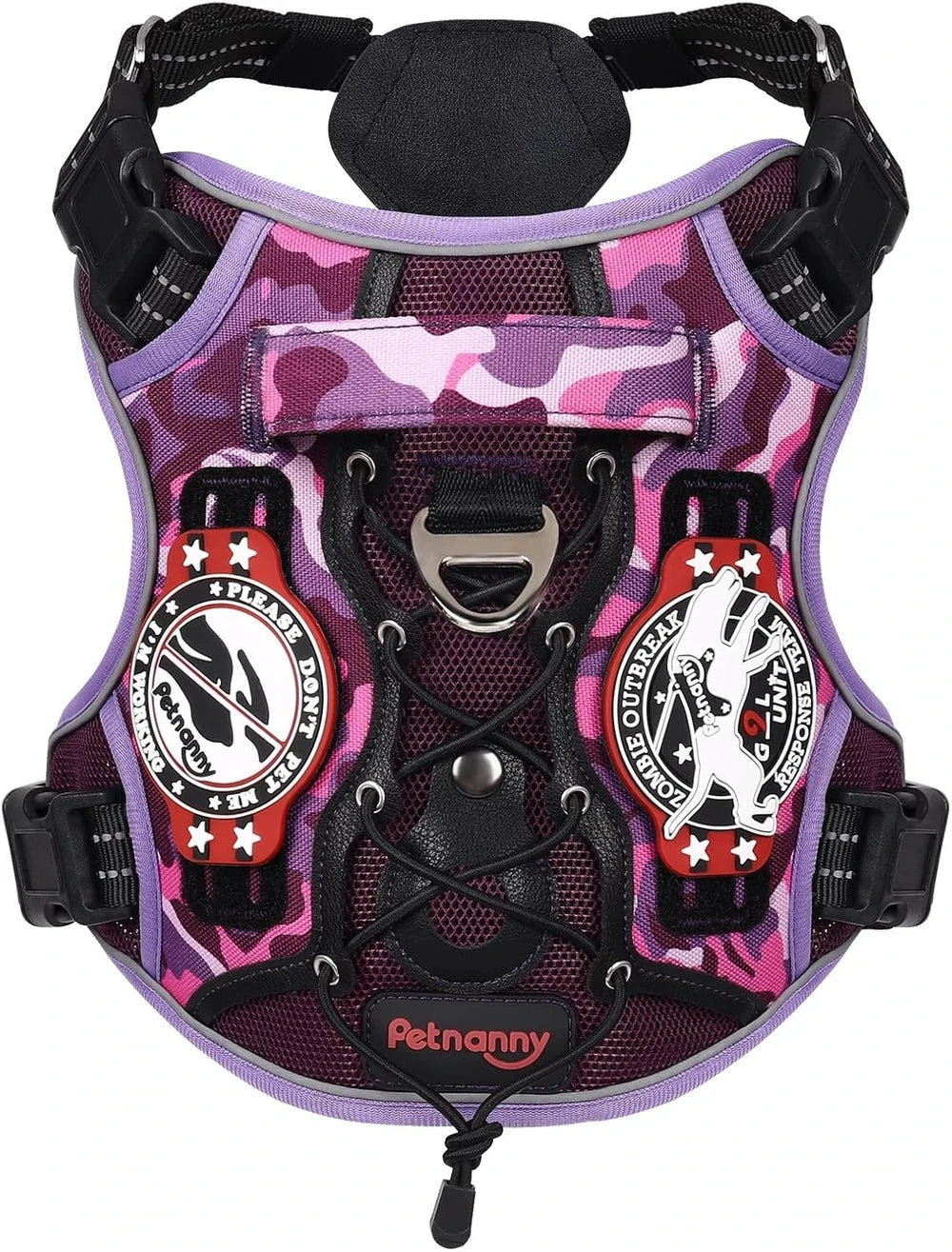 Petnanny Tactical Dog Harness Breathable Mesh Service Vest L Purple Camo