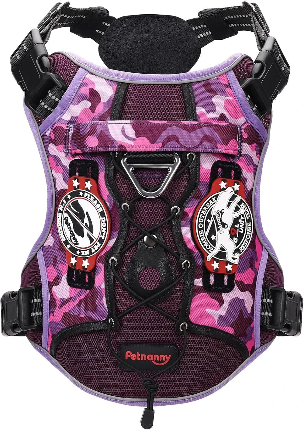 Petnanny Tactical Dog Harness Breathable Mesh Service Vest L Purple Camo