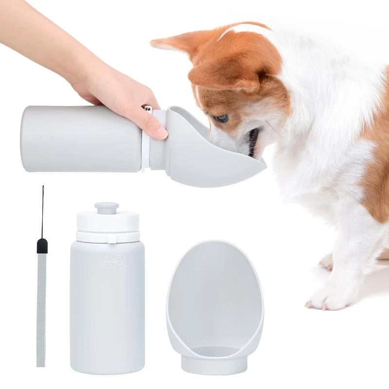 Portable pet water bottle for dogs, outdoor water dispenser for large, medium, and small dogs, cat and dog water feeder, cat feeding device
