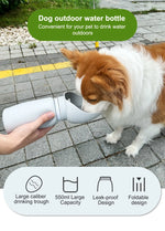 Portable pet water bottle for dogs, outdoor water dispenser for large, medium, and small dogs, cat and dog water feeder, cat feeding device