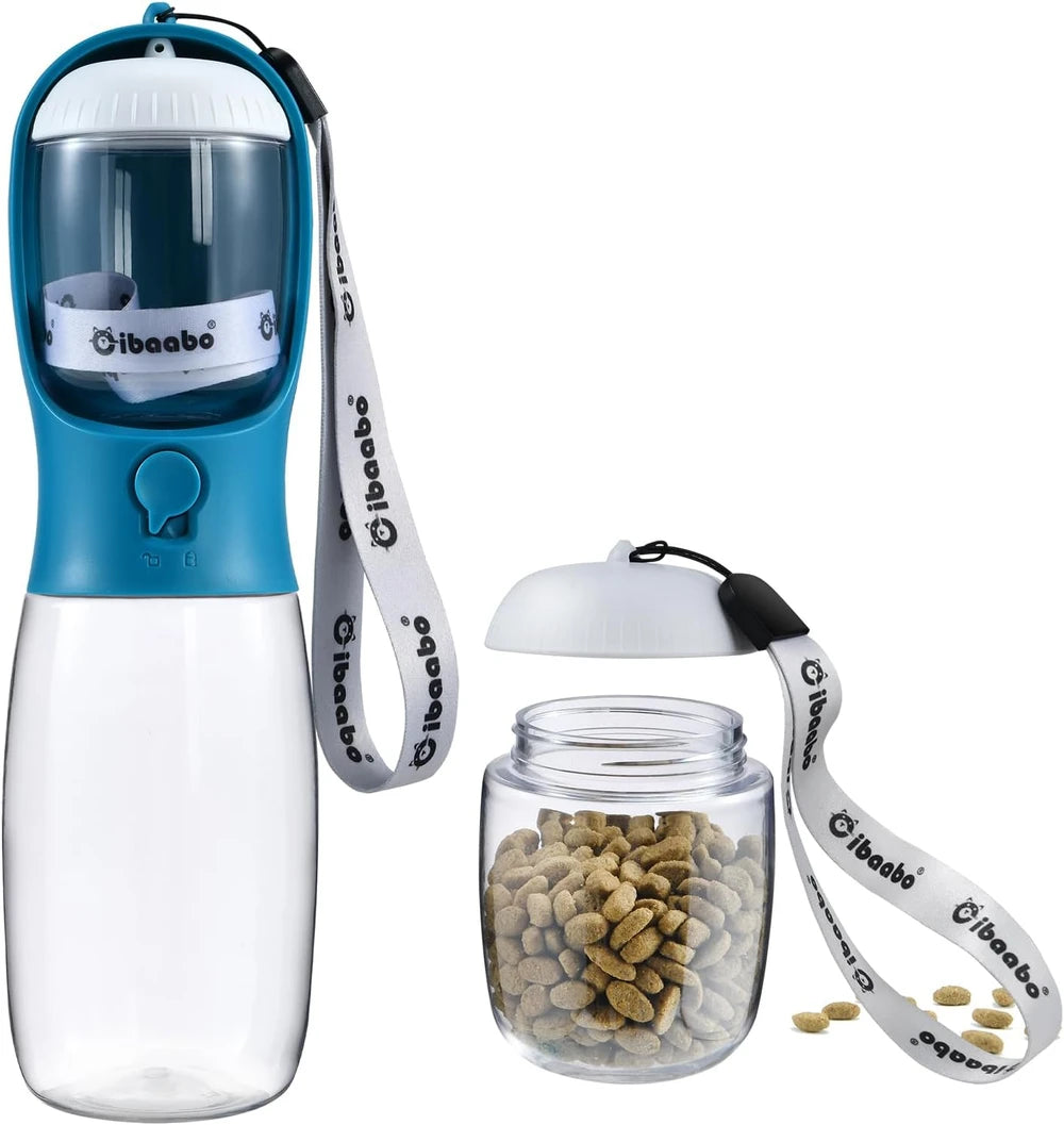 Dog Water Bottle Portable with Food Container & Filter for Travel