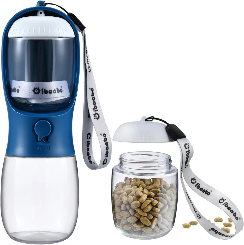 Dog Water Bottle Portable with Food Container & Filter for Travel