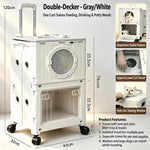 Double-layer cat carrier, portable pet trolley case, large-capacity airline crate, foldable cat carrier, can be taken on a plane