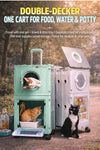 Double-layer cat carrier, portable pet trolley case, large-capacity airline crate, foldable cat carrier, can be taken on a plane