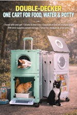 Double-layer cat carrier, portable pet trolley case, large-capacity airline crate, foldable cat carrier, can be taken on a plane
