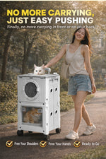 Double-layer cat carrier, portable pet trolley case, large-capacity airline crate, foldable cat carrier, can be taken on a plane
