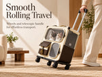 Large-capacity pet carrier for cats, portable multi-cat pet luggage with wheels, multifunctional trolley case, transparent backpack