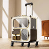 Large-capacity pet carrier for cats, portable multi-cat pet luggage with wheels, multifunctional trolley case, transparent backpack
