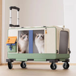 Large-capacity pet carrier for cats, portable multi-cat pet luggage with wheels, multifunctional trolley case, transparent backpack