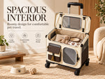 Large-capacity pet carrier for cats, portable multi-cat pet luggage with wheels, multifunctional trolley case, transparent backpack