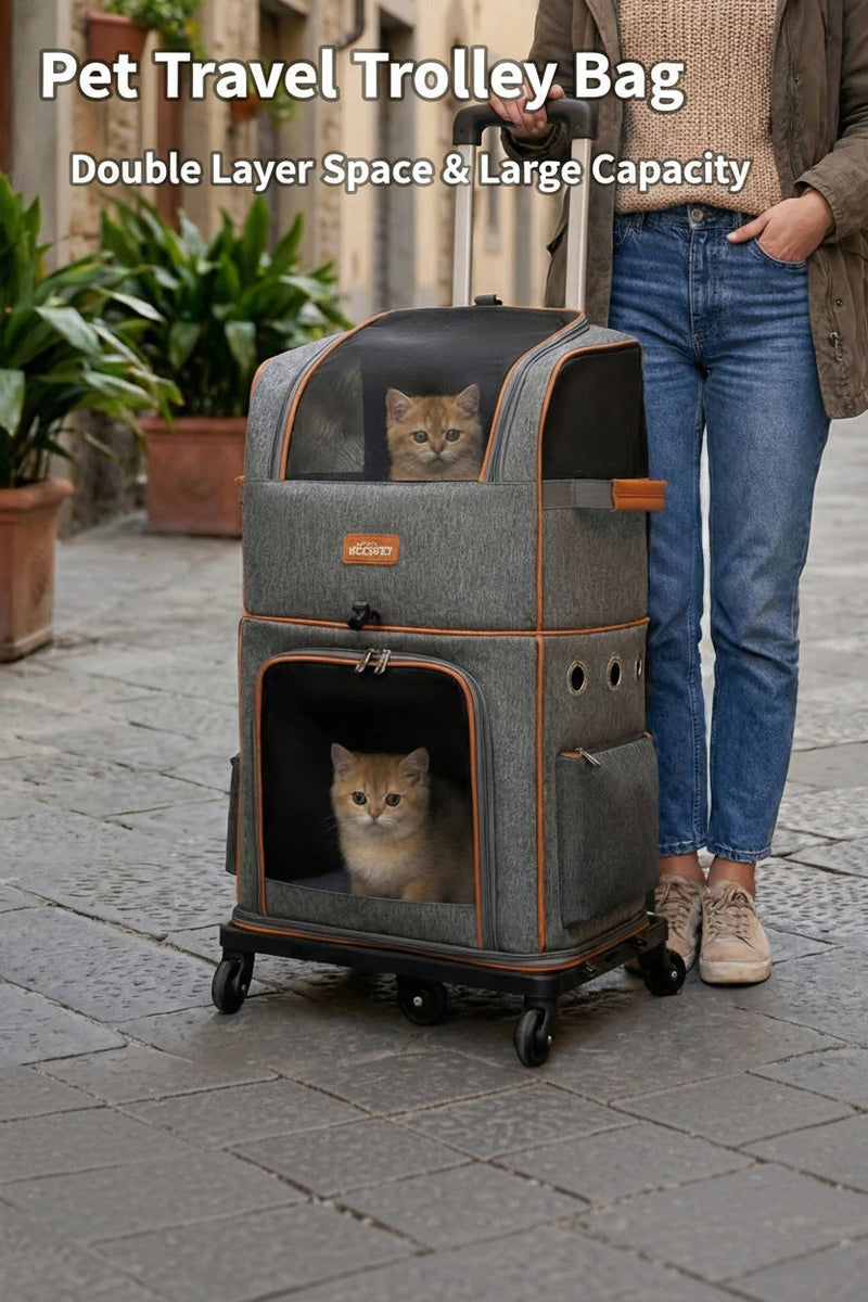 Moorpet/Portable Breathable Large Capacity Double-Layer Pet Bag for Cats and Dogs