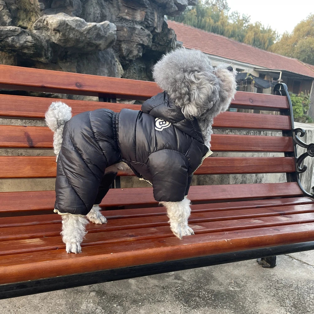 Dog clothes, warm cotton coat, suitable for Teddy and Pomeranian breeds, small dog four-legged waterproof coat, pet winter clothing, British style