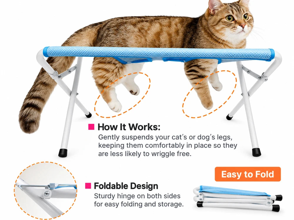 New mesh pet bathing and grooming stand, foldable, for cats and dogs, a must-have for pet cleaning and bathing