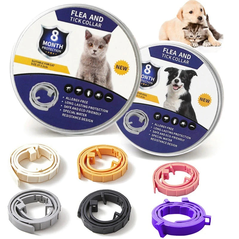 Pet flea and tick collar, effective against fleas and lice, for cats and dogs