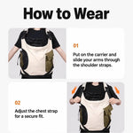 Breathable mesh front carrier for cats, designed to be worn on the chest