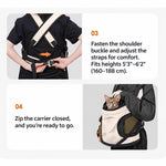 Breathable mesh front carrier for cats, designed to be worn on the chest
