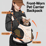 Breathable mesh front carrier for cats, designed to be worn on the chest