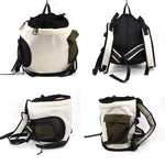 Breathable mesh front carrier for cats, designed to be worn on the chest