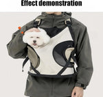 Breathable mesh front carrier for cats, designed to be worn on the chest
