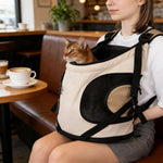 Breathable mesh front carrier for cats, designed to be worn on the chest