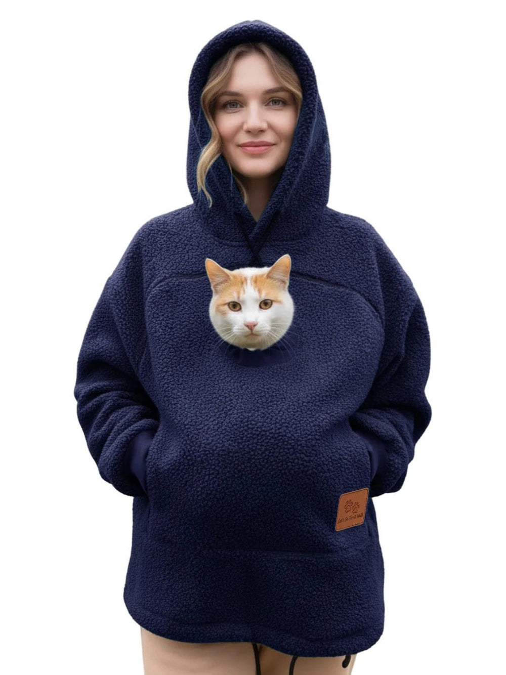 Pet Pocket Hoodie unisex hooded sweatshirt made of lamb wool