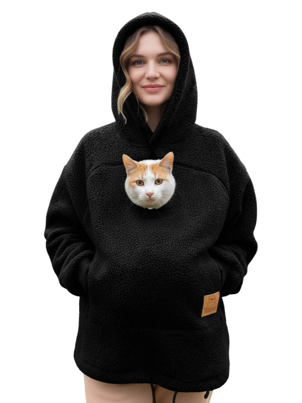 Pet Pocket Hoodie unisex hooded sweatshirt made of lamb wool