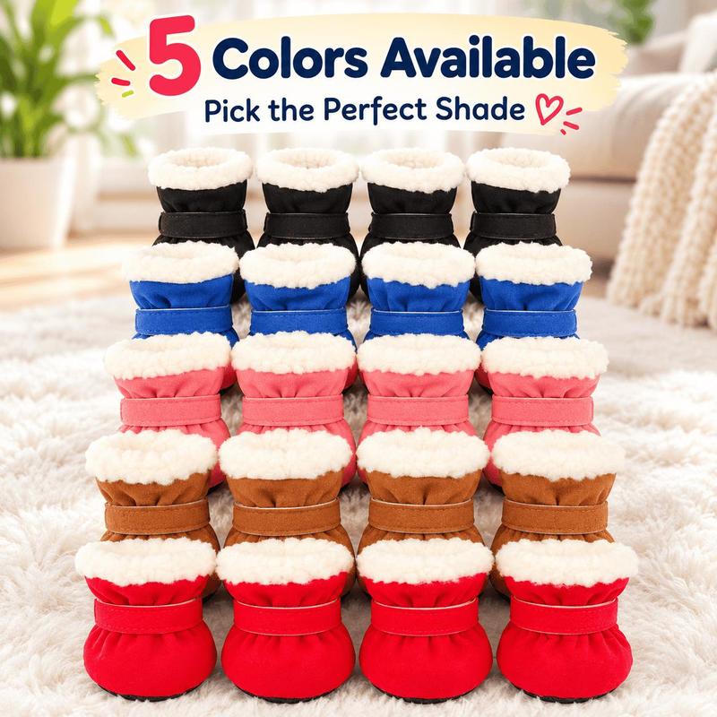 Soft Velvet Puppy Booties, Warm Non-Slip Paw Covers for Small Dogs
