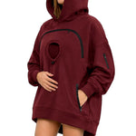 Hooded women's casual sweatshirt for pets, women's zippered long-sleeved hooded fleece top wholesale