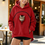 Hooded women's casual sweatshirt for pets, women's zippered long-sleeved hooded fleece top wholesale