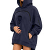 Hooded women's casual sweatshirt for pets, women's zippered long-sleeved hooded fleece top wholesale