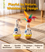 Wooden Wobble Cat Toy with Catnip | Interactive Indoor Cat Toy