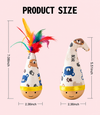 Wooden Wobble Cat Toy with Catnip | Interactive Indoor Cat Toy