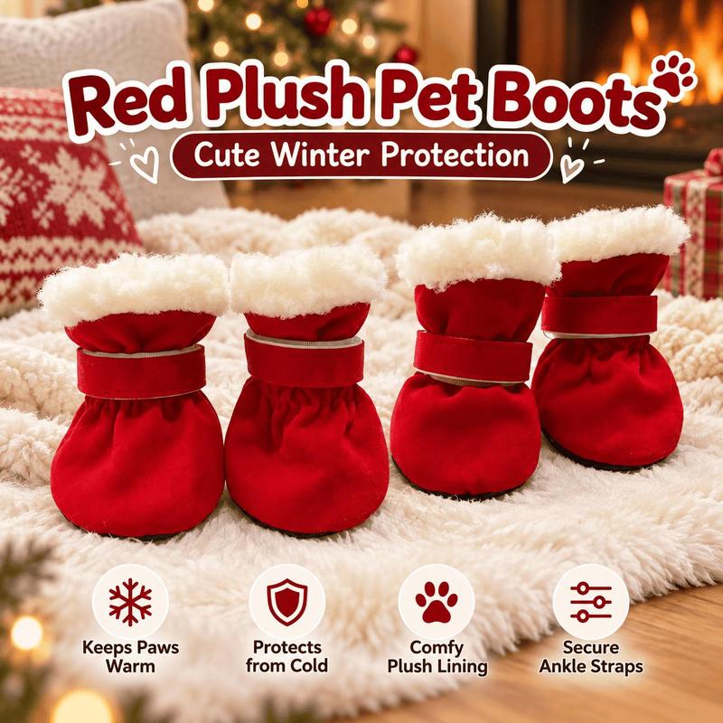 Soft Velvet Puppy Booties, Warm Non-Slip Paw Covers for Small Dogs