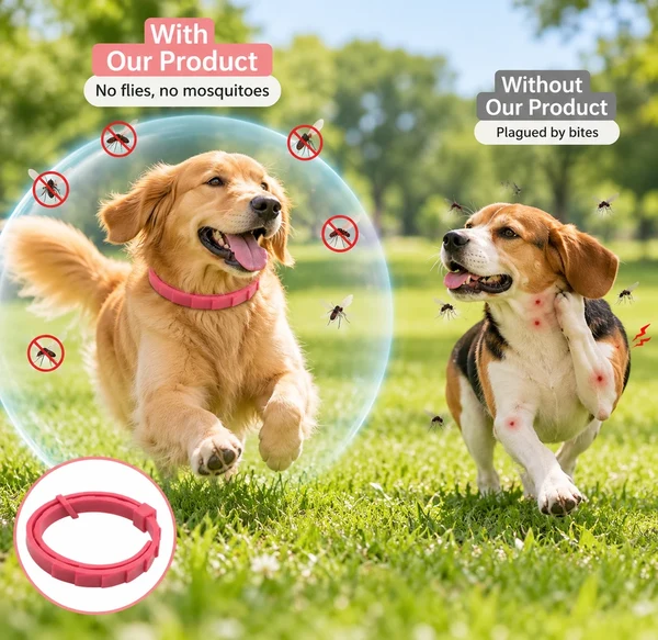 Pet flea and tick collar, effective against fleas and lice, for cats and dogs