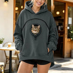 Hooded women's casual sweatshirt for pets, women's zippered long-sleeved hooded fleece top wholesale