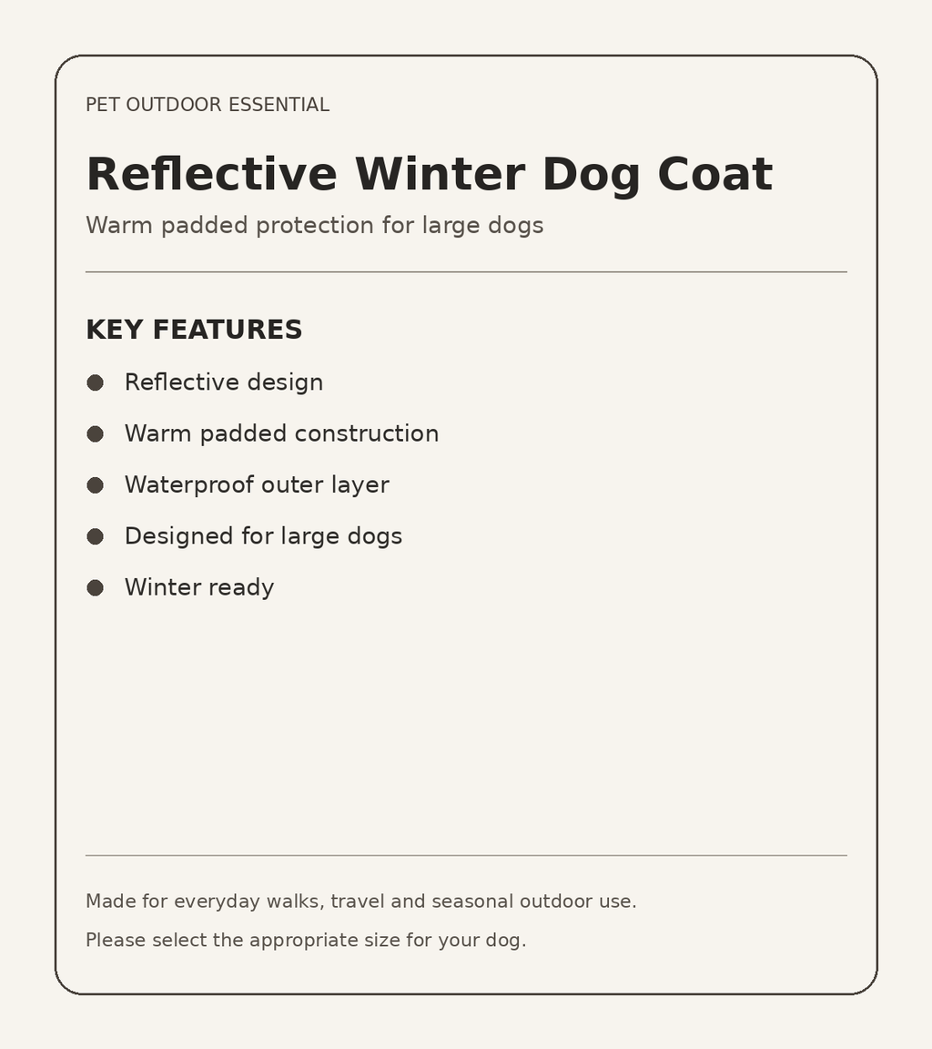 Reflective winter dog coat key features