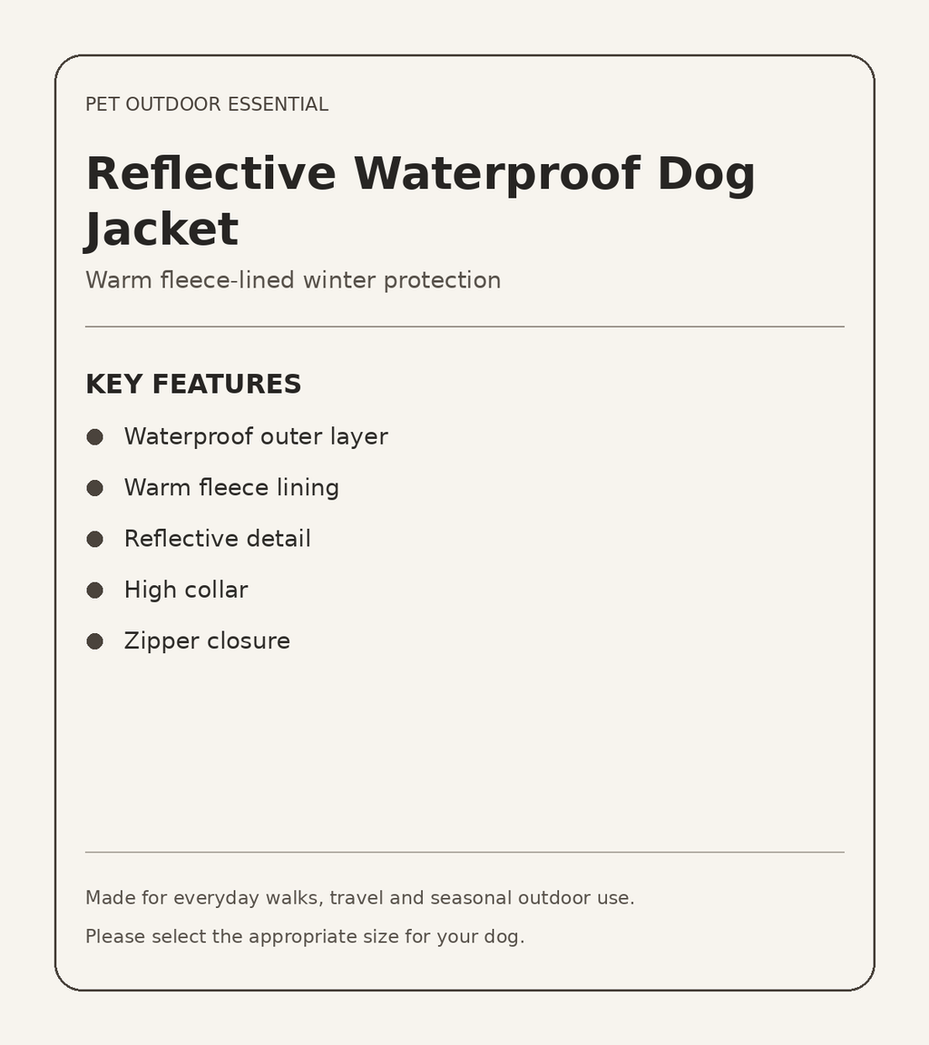 Reflective waterproof dog jacket key features